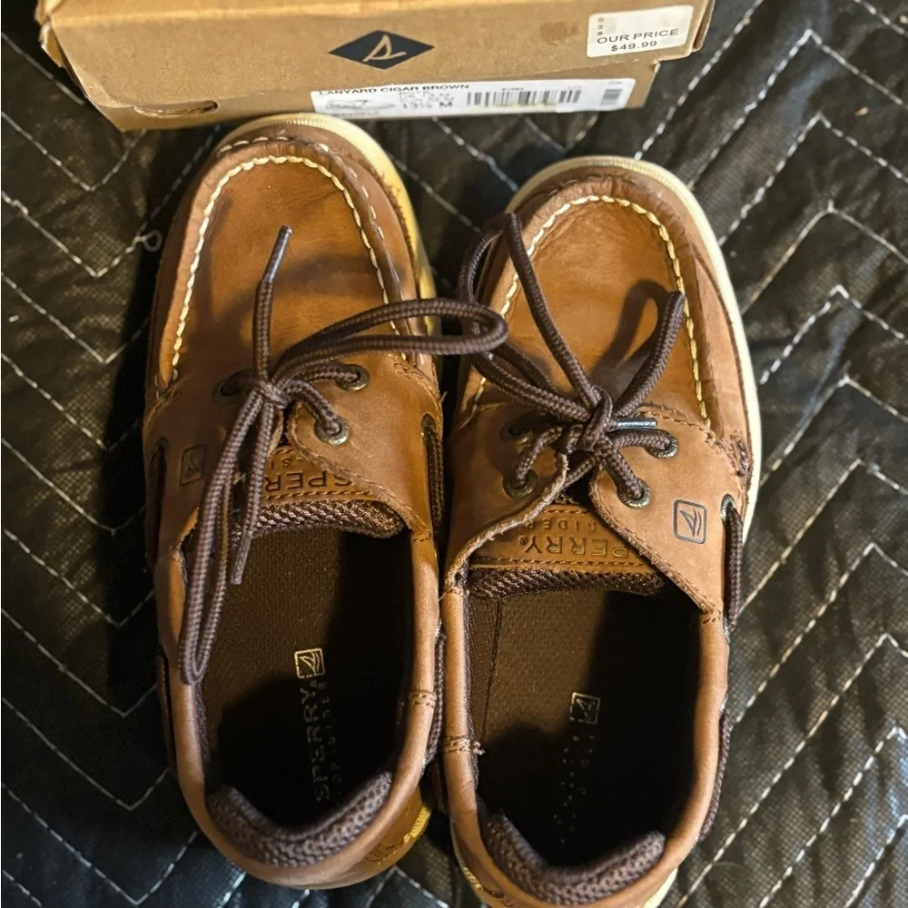 Boys Sperry Lanyard Cigar Brown Size 13.5 M